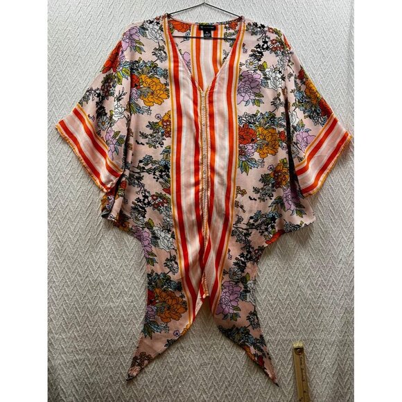 EUC -Womens Boho Floral Striped Handkerchief Hem Blouse - New Directions - Size - Picture 5 of 7